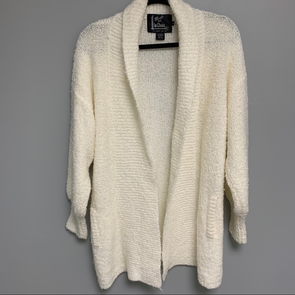 Vintage Balloon Sleeve Oversized Textured Cardigan